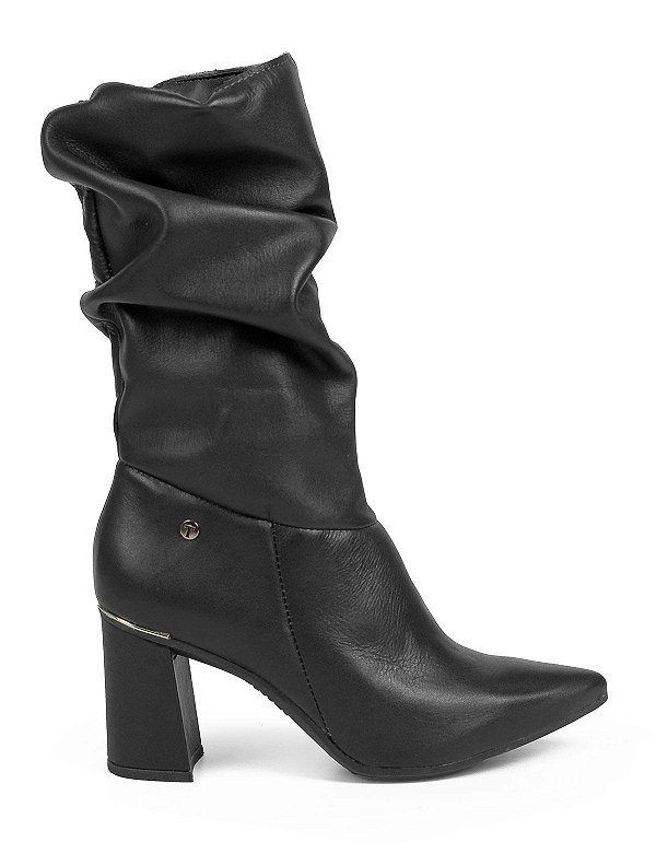Tanara Bota Fem Cano Longo Salto Medio T9563 Preto