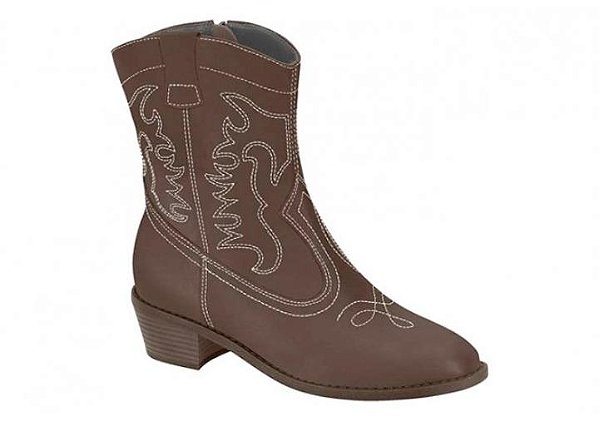 Moleca Bota Fem Cano Curto Salto Baixo 5353201 Cacau