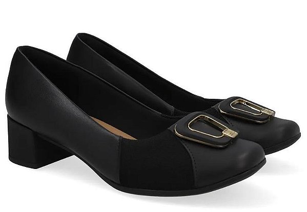 Usaflex Sapato Fem Salto Baixo Ud2900 Preto