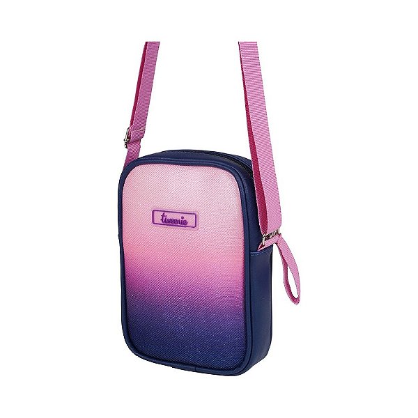 Bolsa Tiracolo Pampili Tweenie Tecido Brilho Marinho/Rosa