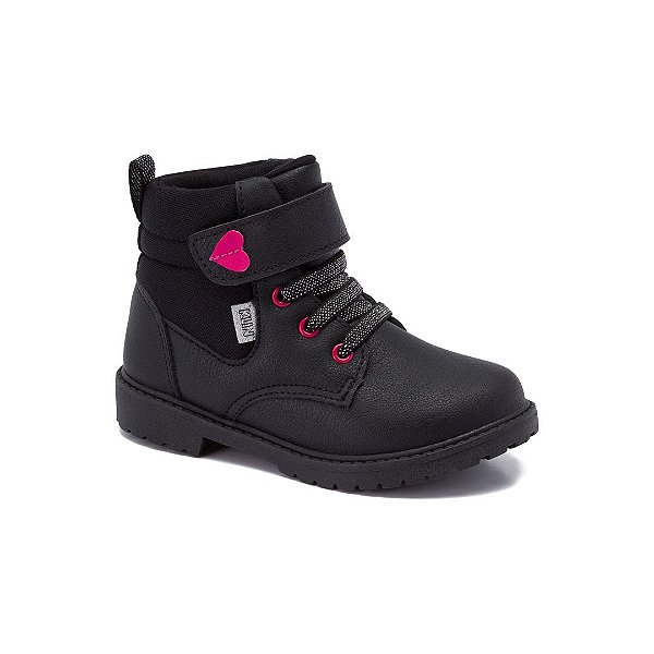 Bota Infantil Menina Klin Rock Mini Preto/Pink