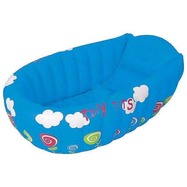 Banheira Inflável Dobrável Infantil Bebe Viagem - Azul