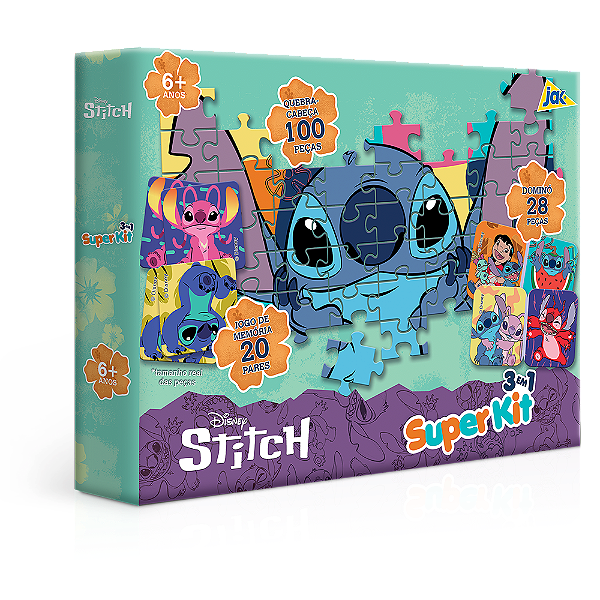 SUPER KIT STITCH JOGO DA MEMÓRIA DOMINÓ E QUEBRA CABEÇA