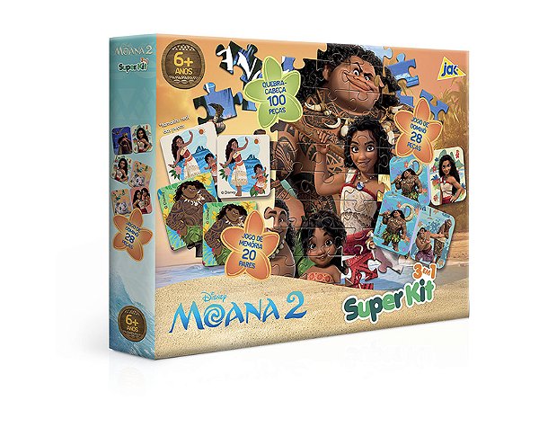 SUPER KIT MOANA 2 - QUEBRA CABEÇAS - MEMÓRIA E DOMINÓ