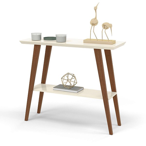 Aparador Davi 90x30 Tampo MDF 30mm Off White/Amadeirado