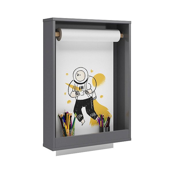 Lousa Painel de Criação Desenho com rolo de papel 42cm Cinza