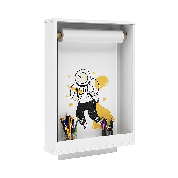 Lousa Painel de Criação Desenho c/ Rolo de Papel 42cm Branco