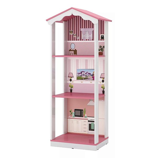 Casa De Boneca Dos Sonhos 3 Cômodos Branco Rosa