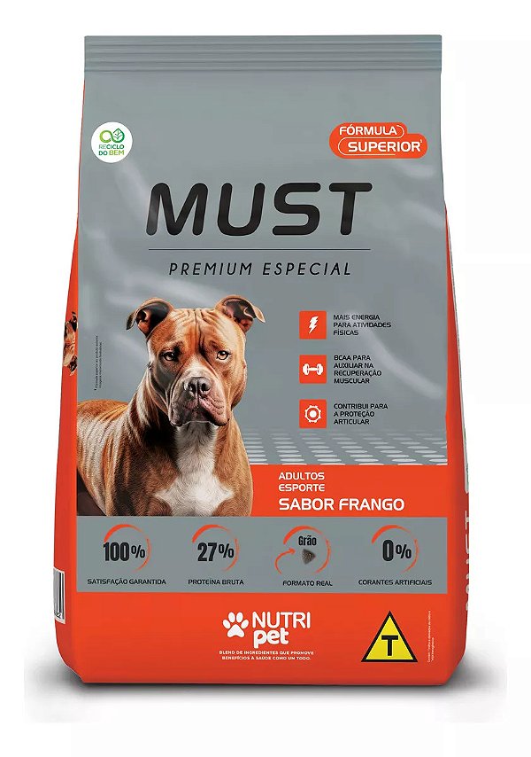 Ração Must Premium Especial Adultos Esporte Sabor Frango 15kg