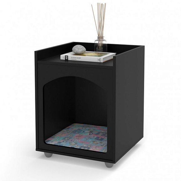 Mesa Cabeceira Casinha de Cachorro/Gato PET Preto Fosco