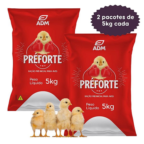 Kit 2 un PRÉFORTE Ração Pré Inicial Para Aves 10kg