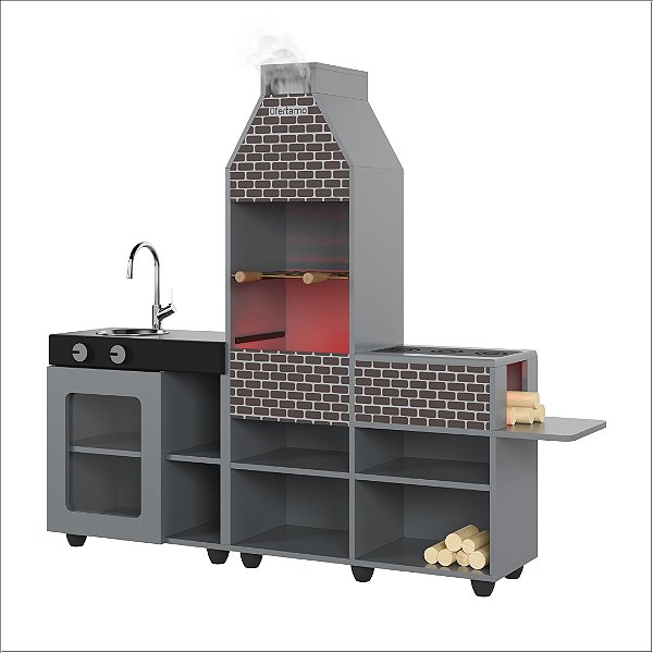 Cozinha Churrasqueira Infantil Mini Chefe Ofertamo Cinza Connect