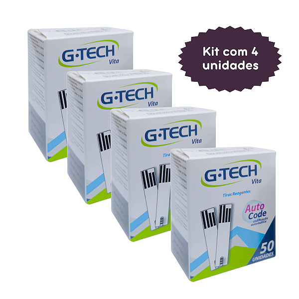 Kit 4 Frascos Tiras de Teste G-Tech Vita C/ 50 tiras - 200 total