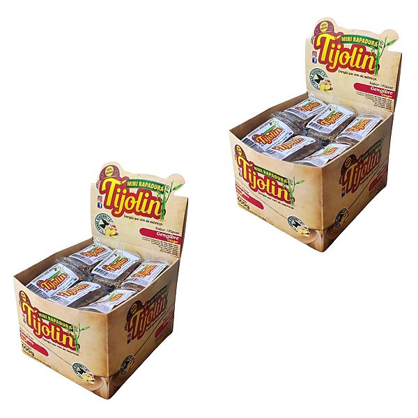 Kit c/ 48 Mini Rapadura Tijolin  Sabor Gengibre - 2 caixas de 24 un