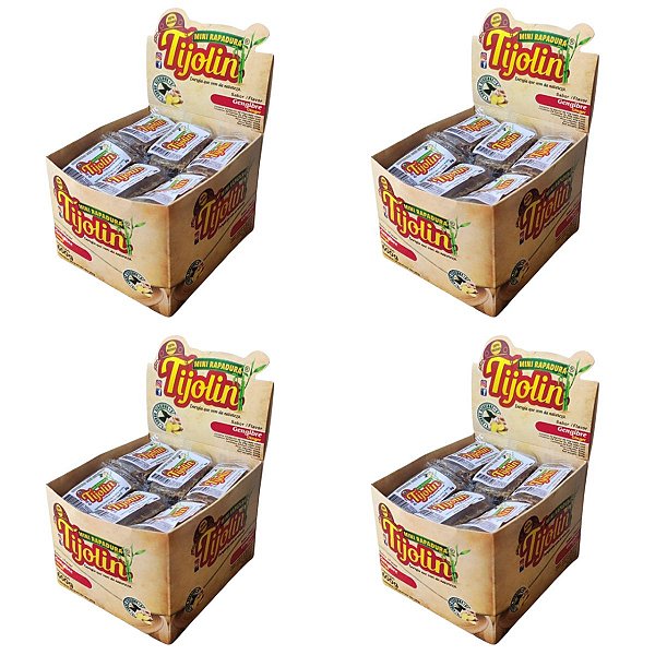 Kit c/ 96 Mini Rapadura Tijolin  Sabor Gengibre - 4 caixas de 24 un