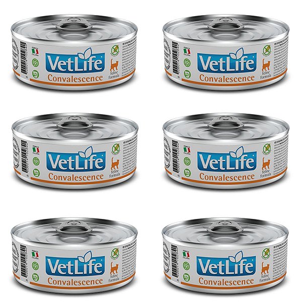 Kit c/ 6 Vet Life Convalescence Ração Úmida p/ Gatos 85g