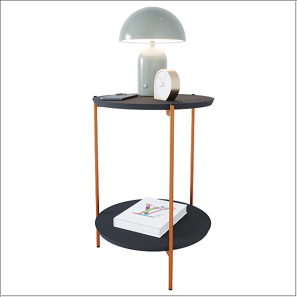 Mesa De Apoio Lateral Duda Preto/Bronze