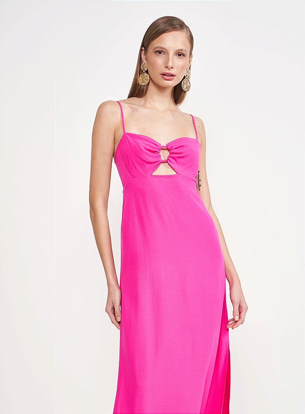 Vestido Colcci Midi Com Recortes E Fenda P - Izibida