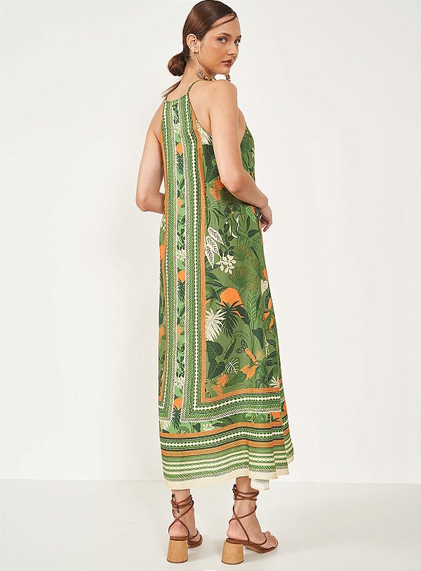 Vestido Colcci Comfort Amplo Estampa Verde e Laranja - Izibida