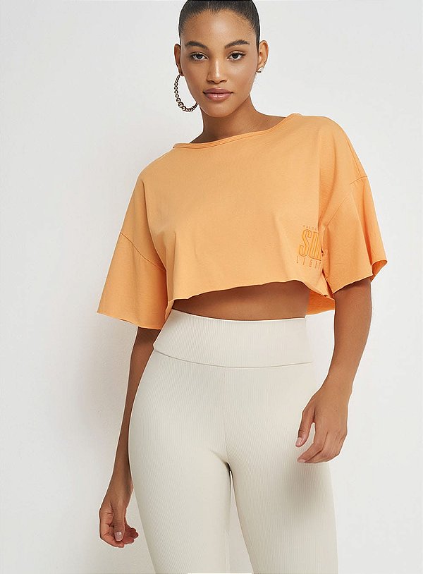 Blusa Colcci Cropped Oversized Sport Studio Laranja - Izibida