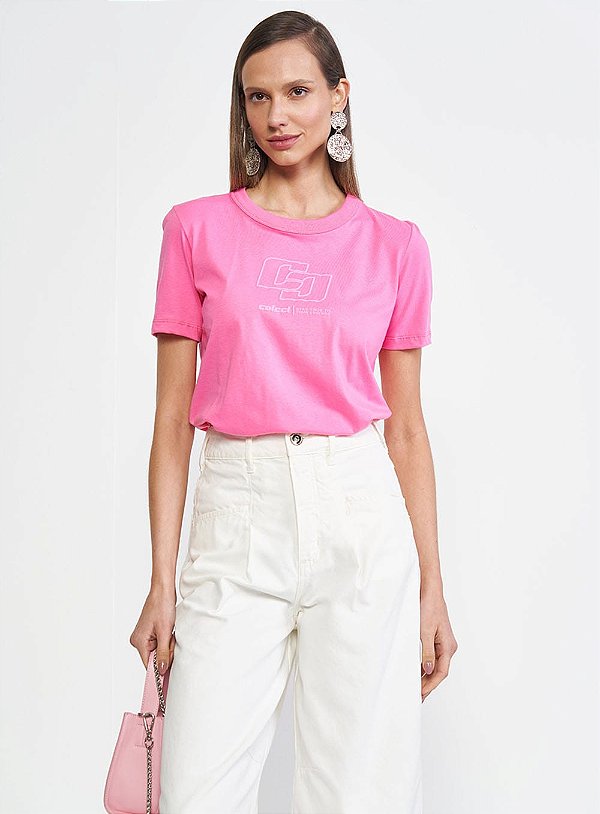 T-Shirt Colcci Confort Duplo C Rosa G - Izibida