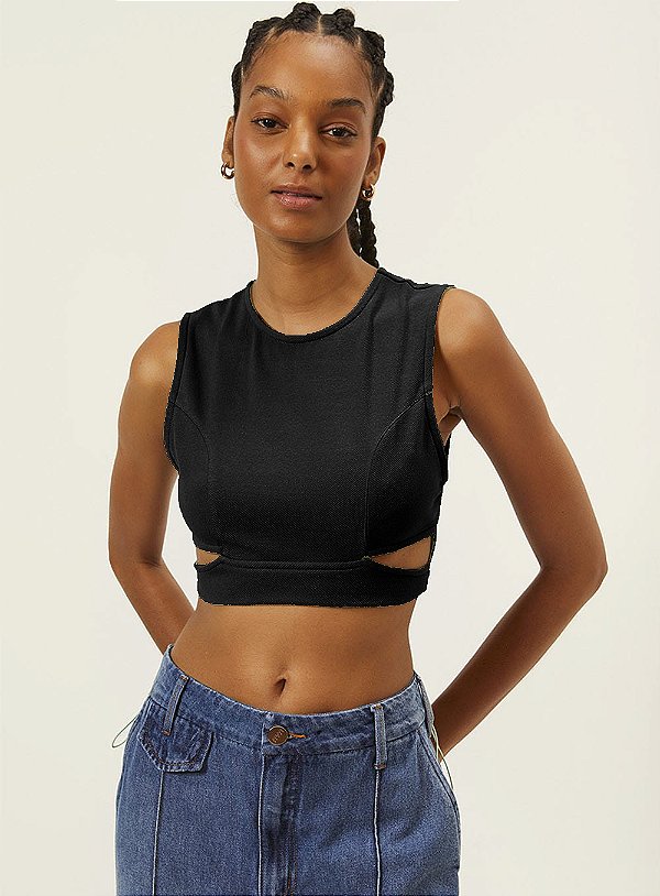 Top Colcci Sport Style Recortes Preto G - Izibida