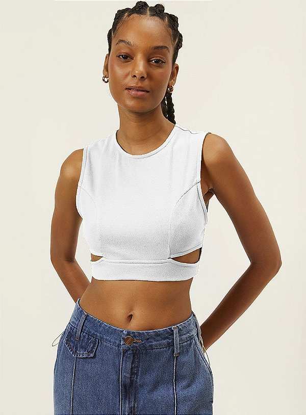 Top Colcci Sport Style Recortes Branco M - Izibida