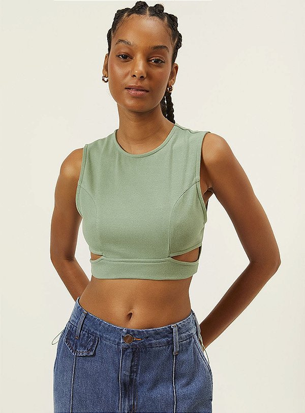 Top Colcci Sport Style Recortes Verde - Izibida