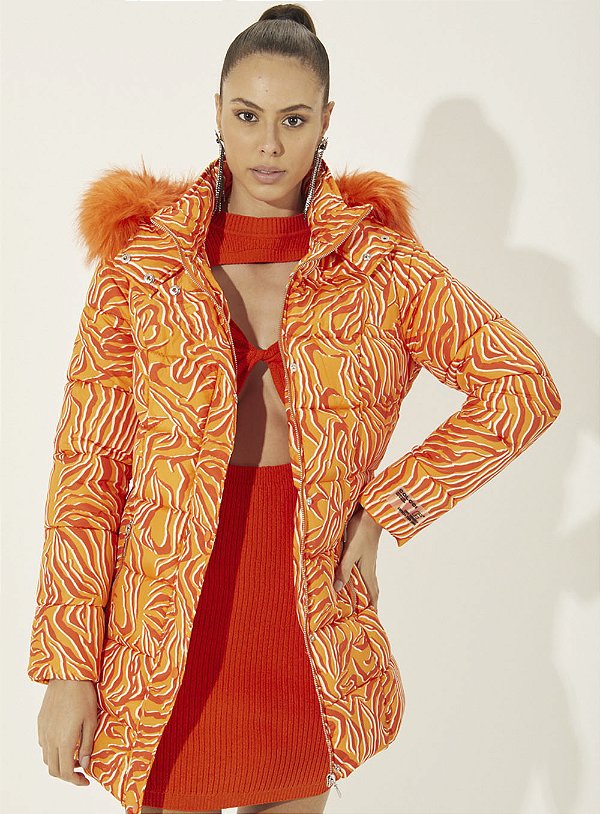Jaqueta Colcci Puffer Com Capuz Zebra De Hartmann 36