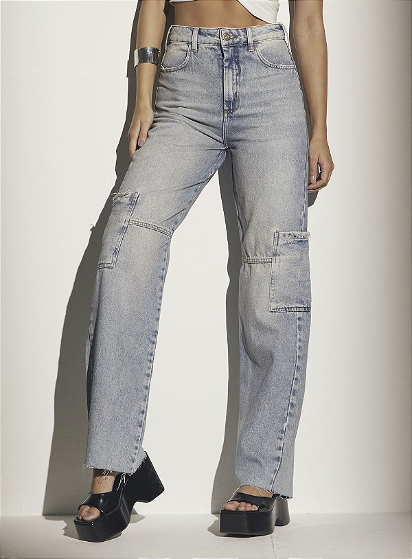 Calça Jeans Sommer Reta Recortes 36