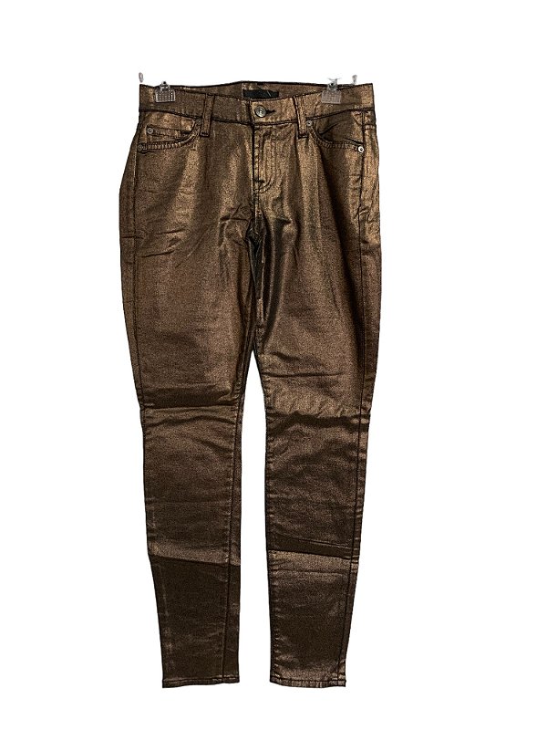 Calça Skinny Copper Metalizada Marrom 7 For All Mankind - Duett