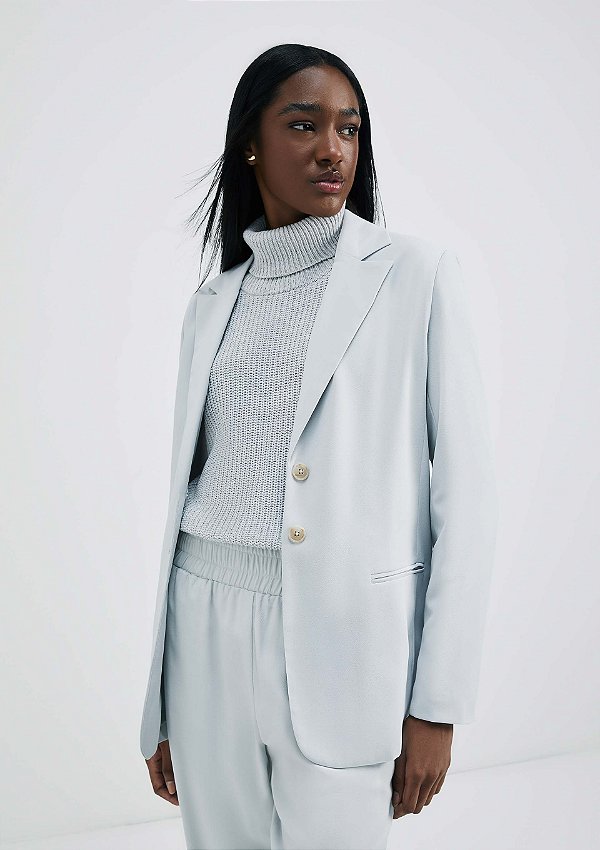 Blazer Feminino Alongado Em Crepe