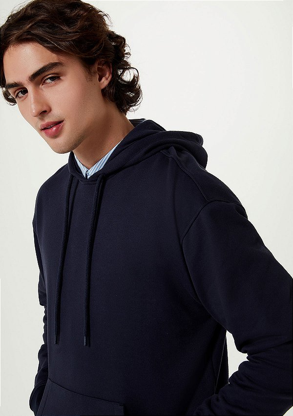 Blusão De Moletom Hering Masculino Com Capuz Hoodie Azul