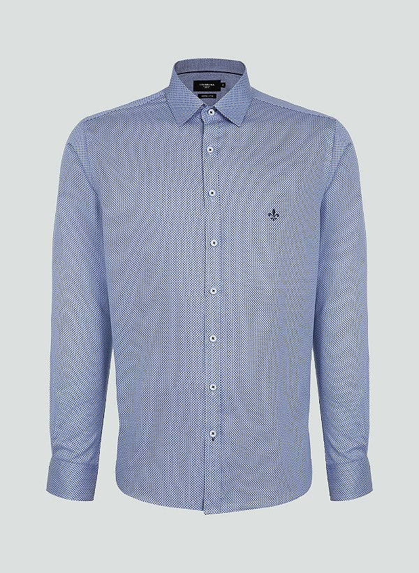 CAMISA Manga Longa SLIM MINI PRINT AZUL CLARO - Dudalina