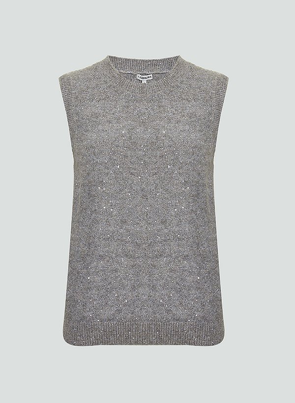 Blusa Sem Manga Fio Dudalina Bege Claro - Dudalina