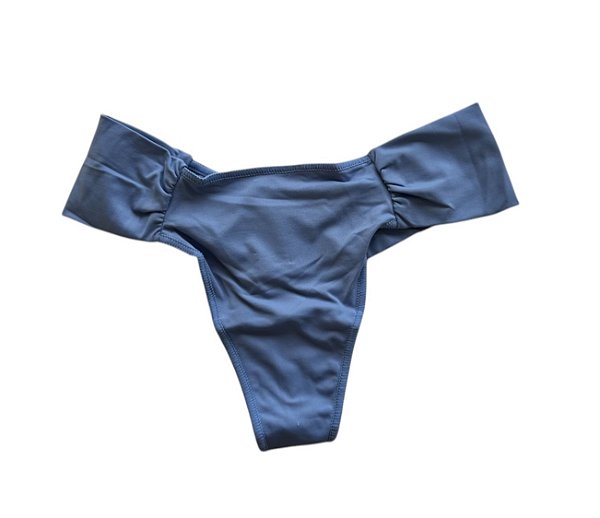 CALCINHA FIO DENTAL LATERAIS DUPLAS FRANZIDAS BASICA - AZUL SERENO  - BONJOUR