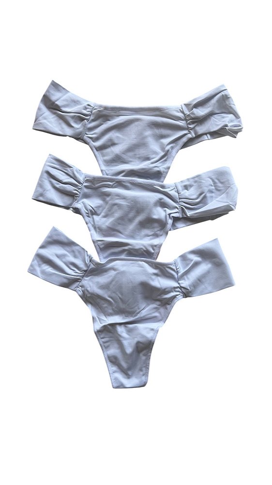 KIT COM 3 CALCINHAS BIQUINI LATERAIS DUPLAS BASICA - BRANCO  - BONJOUR