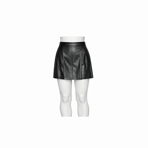 Saia Mini de Alfaiataria Satin Noir com Pregas Frontais e Zíper Lateral - Animale