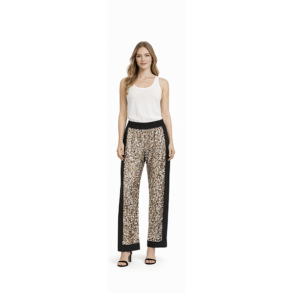 Calça Preta Noir com Detalhe Dourado Gold Accent - Animale