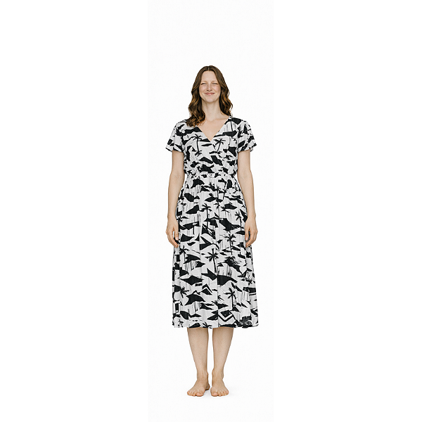 Vestido Coqueiros Preto e Branco Palm Noir - Animale