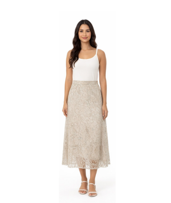 Saia Midi de Renda Lace Signature - Animale