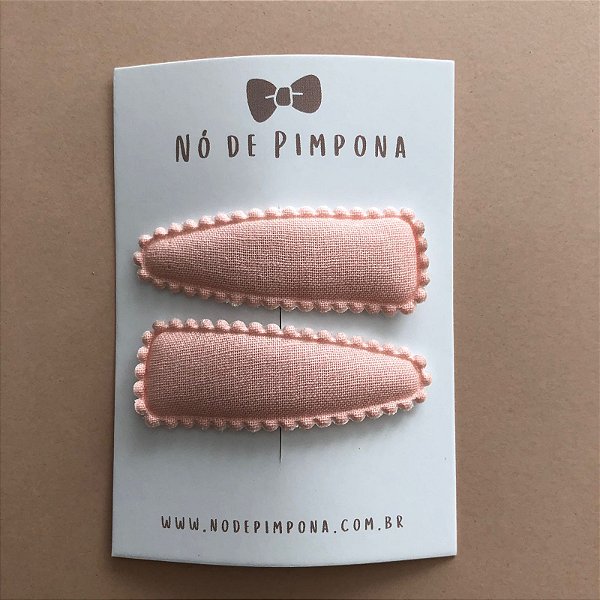 Conjunto de Presilha Tic Tac de Tecido - Rosa Liso