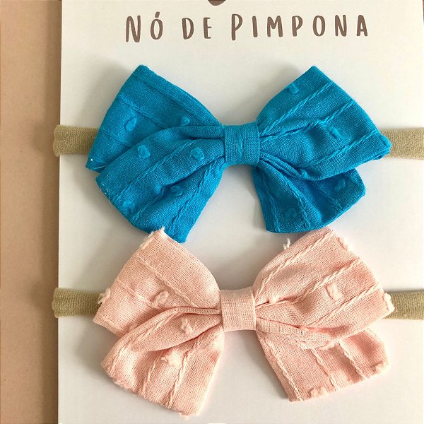 Kit Faixa de Tecido Bebê Algodão-  Azul e Rosa