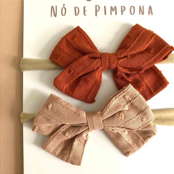 Kit Faixa de Tecido Bebê Algodão-  Marrom e Nude