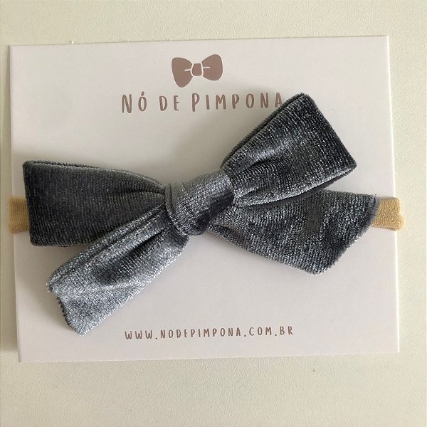 Faixa de Tecido Veludo para Bebê- Cinza