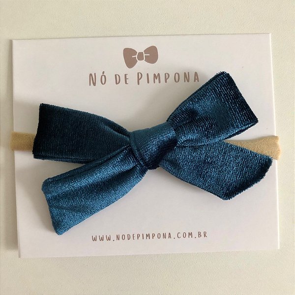 Faixa de Tecido Veludo para Bebê- Azul Marinho