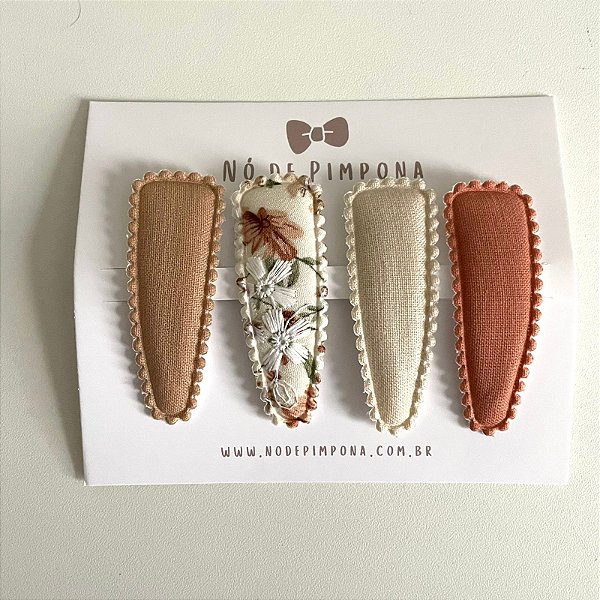 Kit de Presilhas Tic Tac de Tecido  - Tom Nude