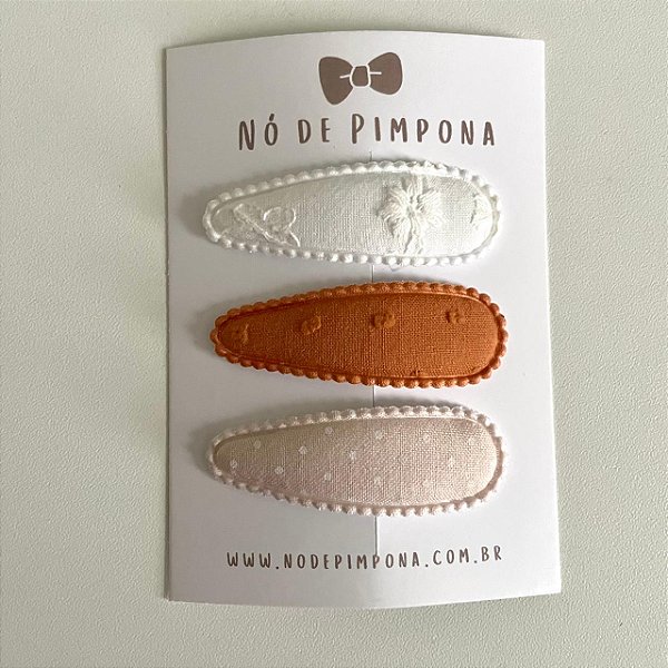 Kit de Presilhas Tic Tac de Tecido - Terracota