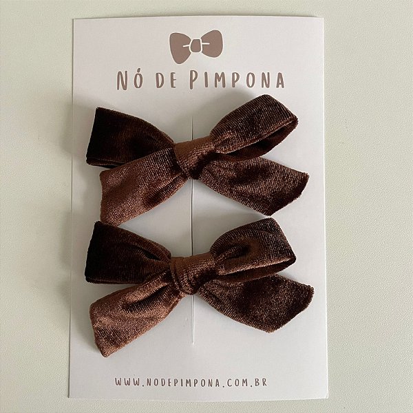 Dupla de Laços de Veludo - Marrom