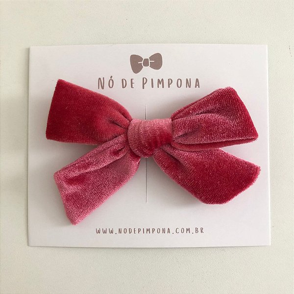 Laço de Tecido Veludo - Goiaba